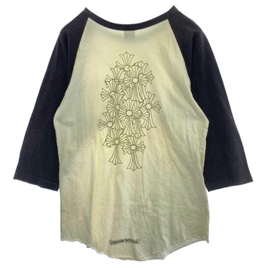 CHROME HEARTS クロムハーツ（原本無） Cemetery Cross セメタリークロスパックプリント CHクロスプリントポケット付き ラグランスリーブ 七分袖 Tシャツ オフホワイト系 S【中古】
