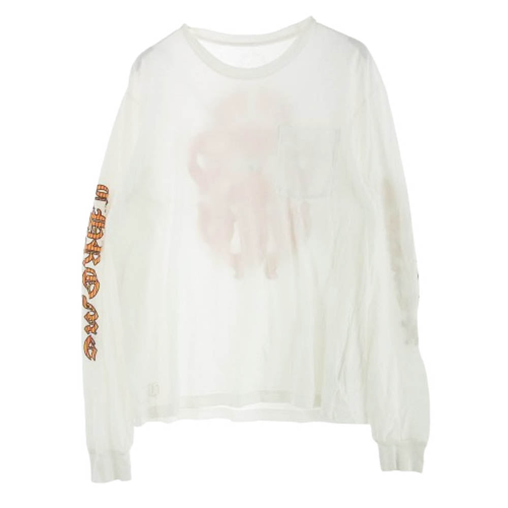 CHROME HEARTS クロムハーツ（原本無） Striped Dagger L/S TEE ストライプ ダガー ロングスリーブ 長袖 Tシャツ ホワイト ホワイト系 L【中古】
