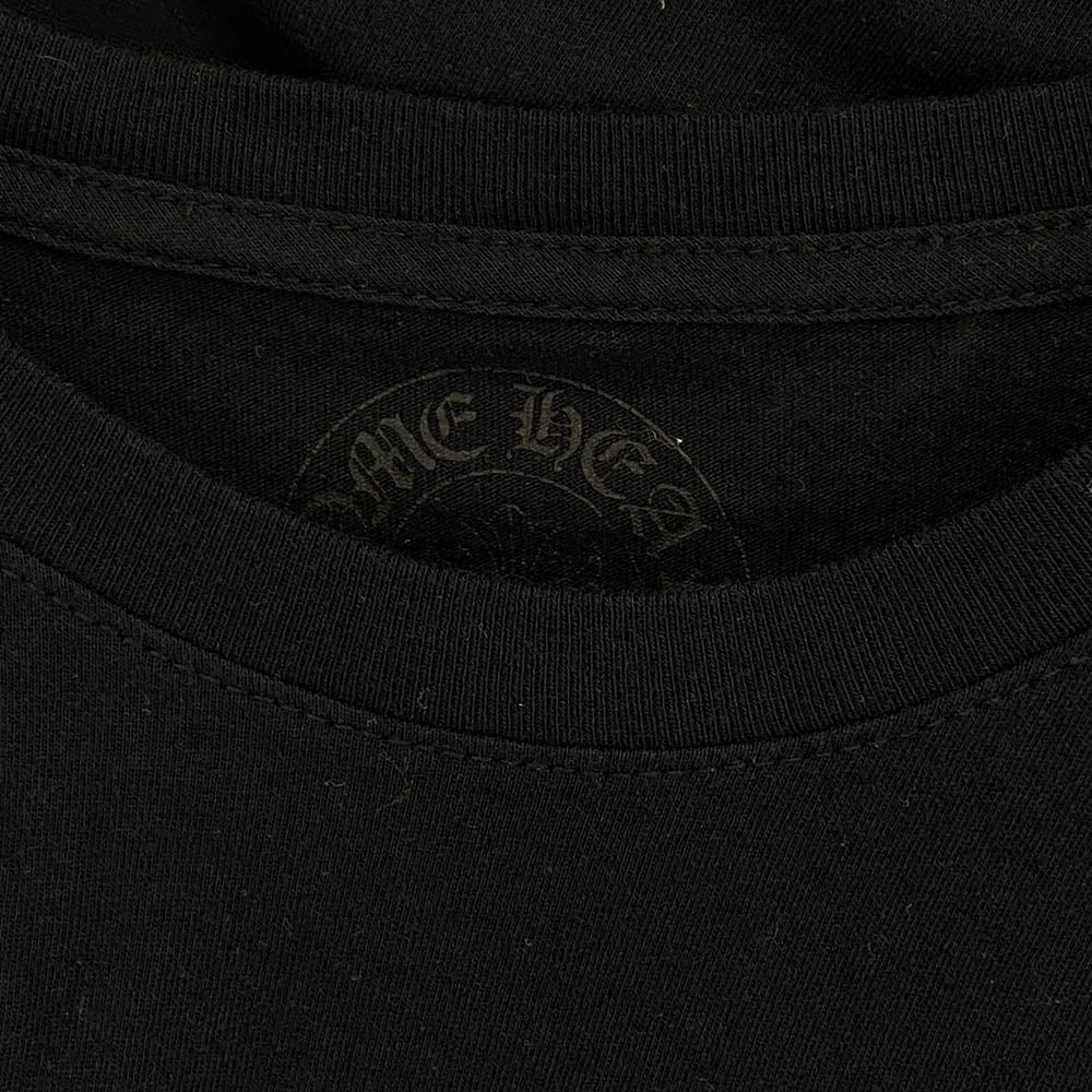 CHROME HEARTS クロムハーツ（原本無） NEON PINK STRIPE LOGO TEE ネオン ピンク ストライプ ロゴ 長袖 Tシャツ ブラック ブラック系 M【中古】
