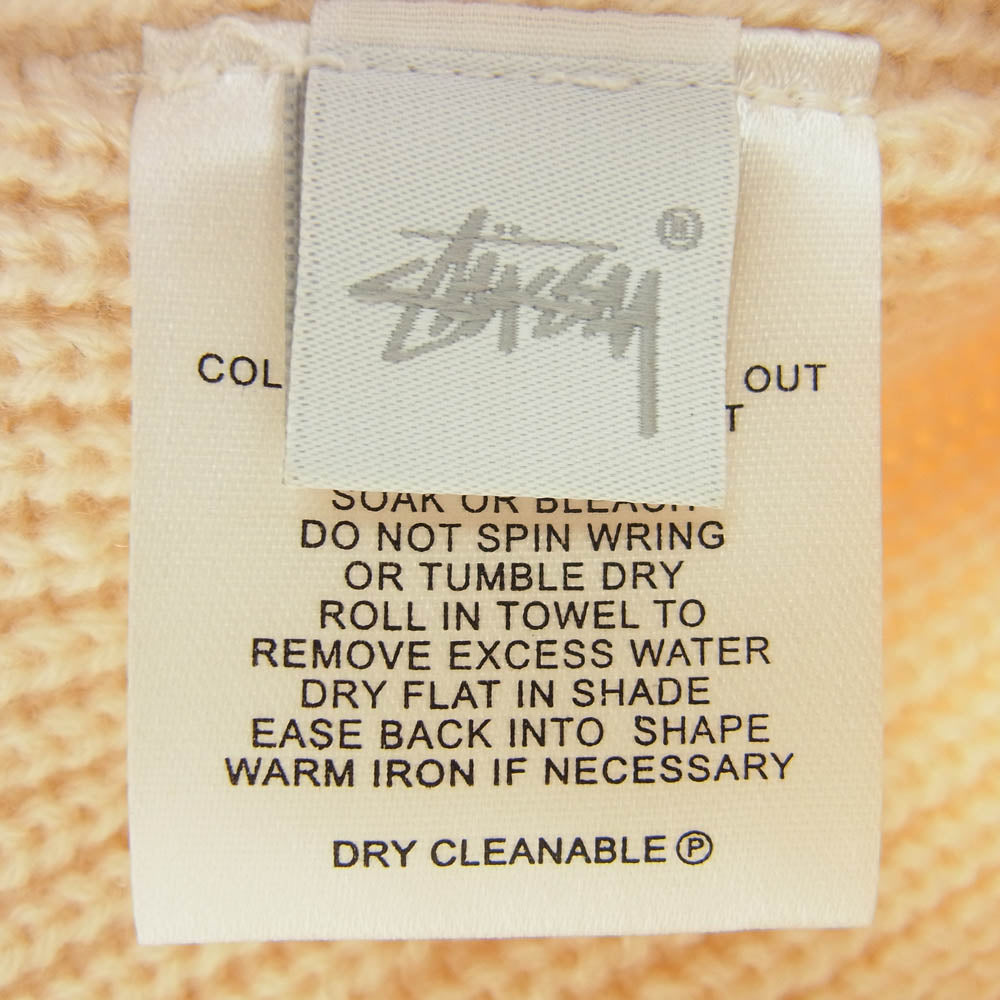 STUSSY ステューシー アクリル リブ ニット帽 ビーニー ベージュ系【中古】