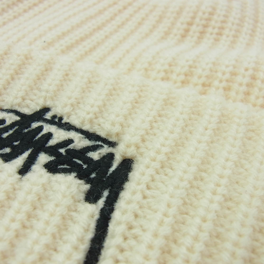 STUSSY ステューシー アクリル リブ ニット帽 ビーニー ベージュ系【中古】