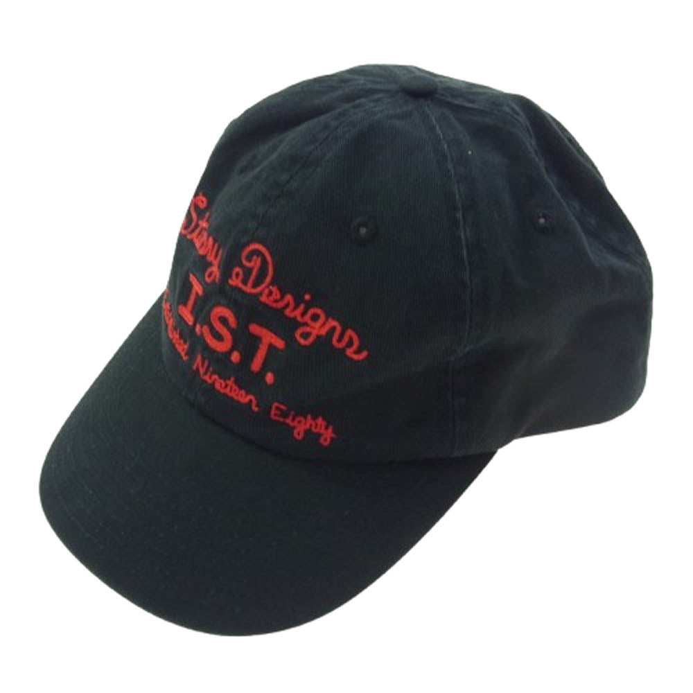 STUSSY ステューシー I.S.T ステッチデザイン 6パネル キャップ 帽子 ブラック系【中古】