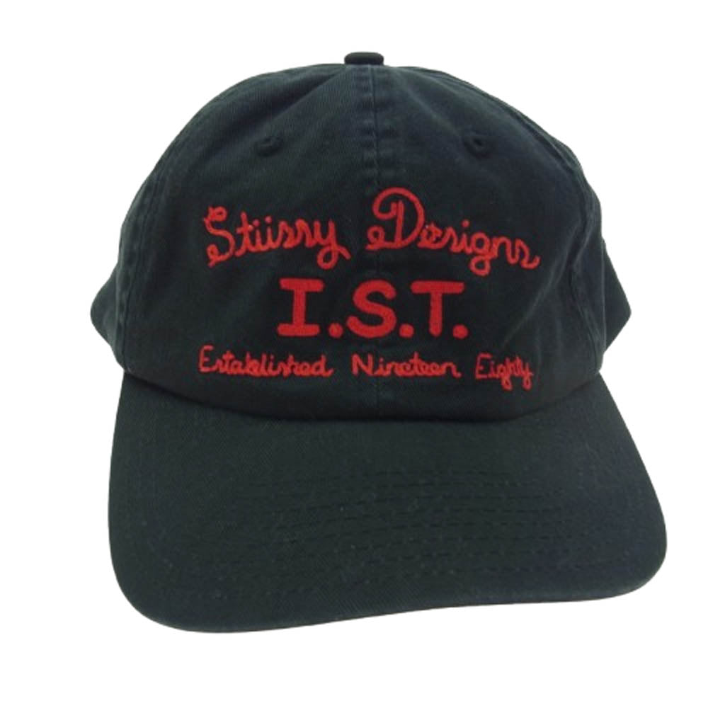 STUSSY ステューシー I.S.T ステッチデザイン 6パネル キャップ 帽子 ブラック系【中古】