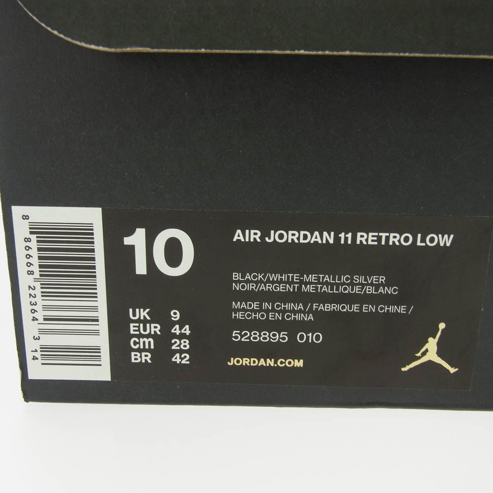 NIKE ナイキ 528895-010 AIR JORDAN 11 RETRO LOW BARONS AJ11 エアジョーダン レトロ ロー バロンズ スニーカー ブラック系 28cm【極上美品】【中古】