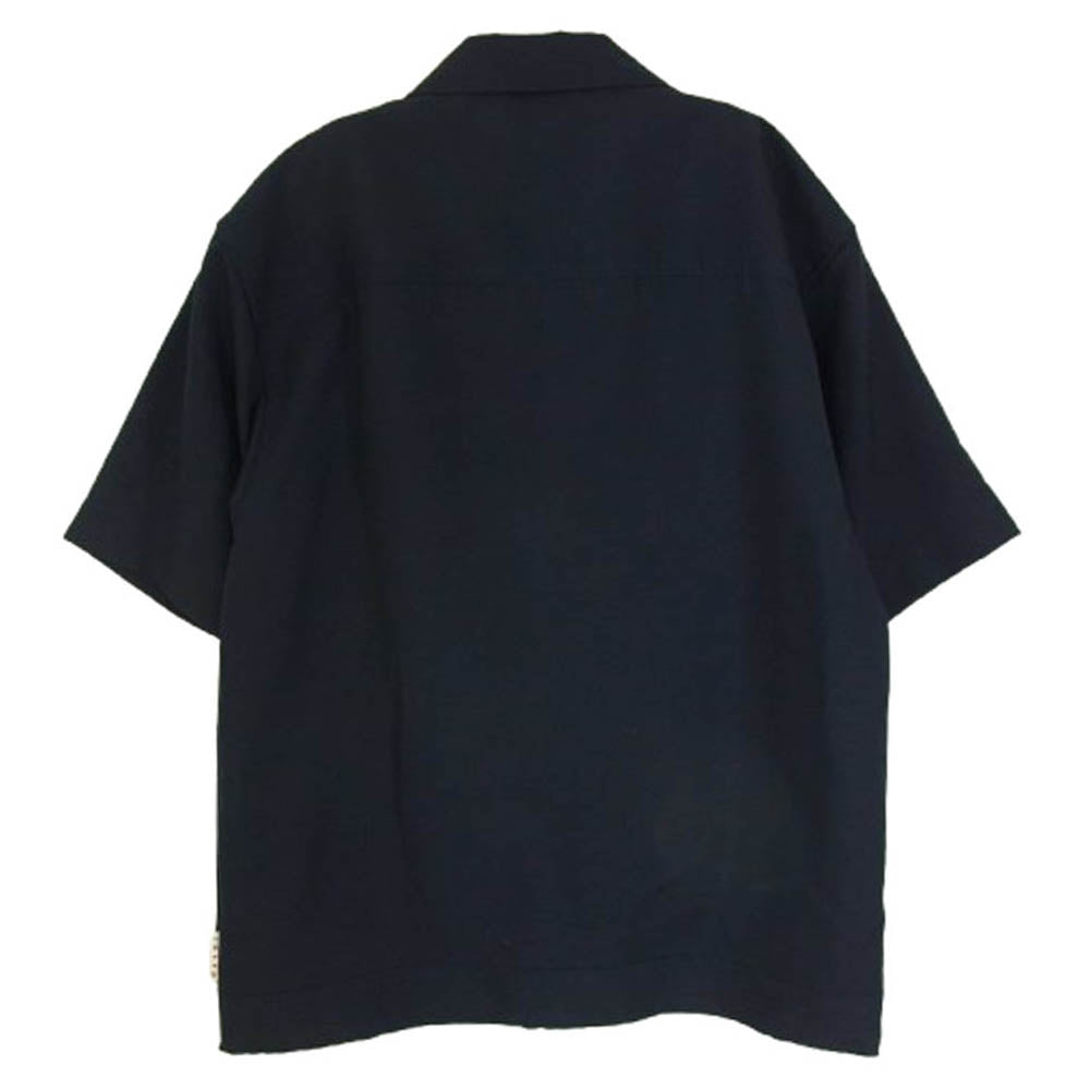 MARNI マルニ CUMU0215A0 トロピカル ウール オープンカラー 半袖 シャツ カットオフ ネイビー系 46【中古】