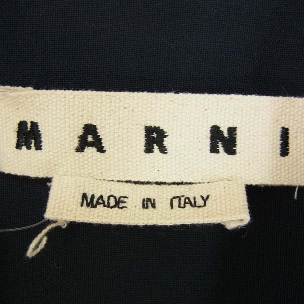 MARNI マルニ CUMU0215A0 トロピカル ウール オープンカラー 半袖 シャツ カットオフ ネイビー系 46【中古】