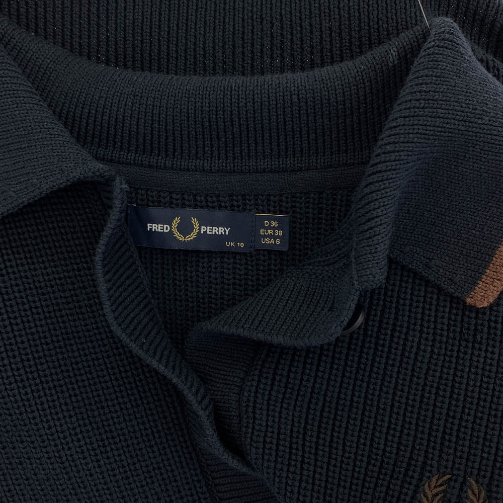 FRED PERRY フレッドペリー FZ7259 Ray BEAMS レイビームス別注 Tipped Collar Cardigan ティップド カラー ショート カーディガン ダークネイビー系 10【中古】