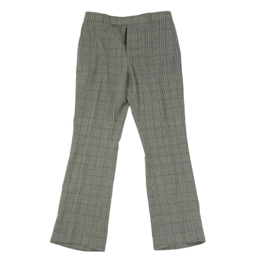 CELINE セリーヌ 23SS 2P032709T エディスリマン ウール フレア チェック センタープレス パンツ グレンチェック スラックス ブラック系 46【中古】