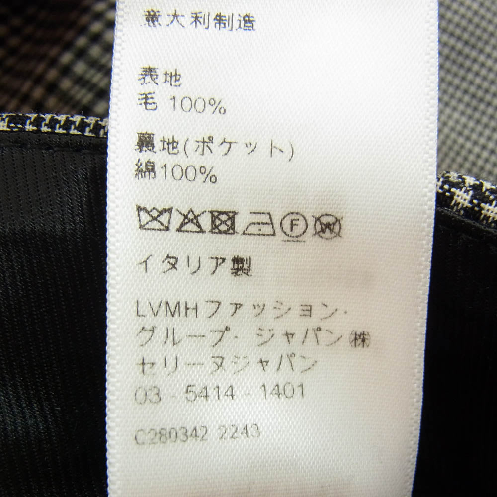 CELINE セリーヌ 23SS 2P032709T エディスリマン ウール フレア チェック センタープレス パンツ グレンチェック スラックス ブラック系 46【中古】