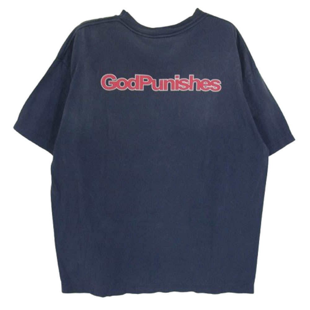 SAINT MICHAEL セントマイケル 24AW SM-YS1-0000-010 SS TEE DEAD SAINT エイジング加工 プリント 半袖 Tシャツ ネイビー系 L【極上美品】【中古】