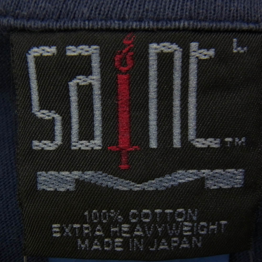 SAINT MICHAEL セントマイケル 24AW SM-YS1-0000-010 SS TEE DEAD SAINT エイジング加工 プリント 半袖 Tシャツ ネイビー系 L【極上美品】【中古】