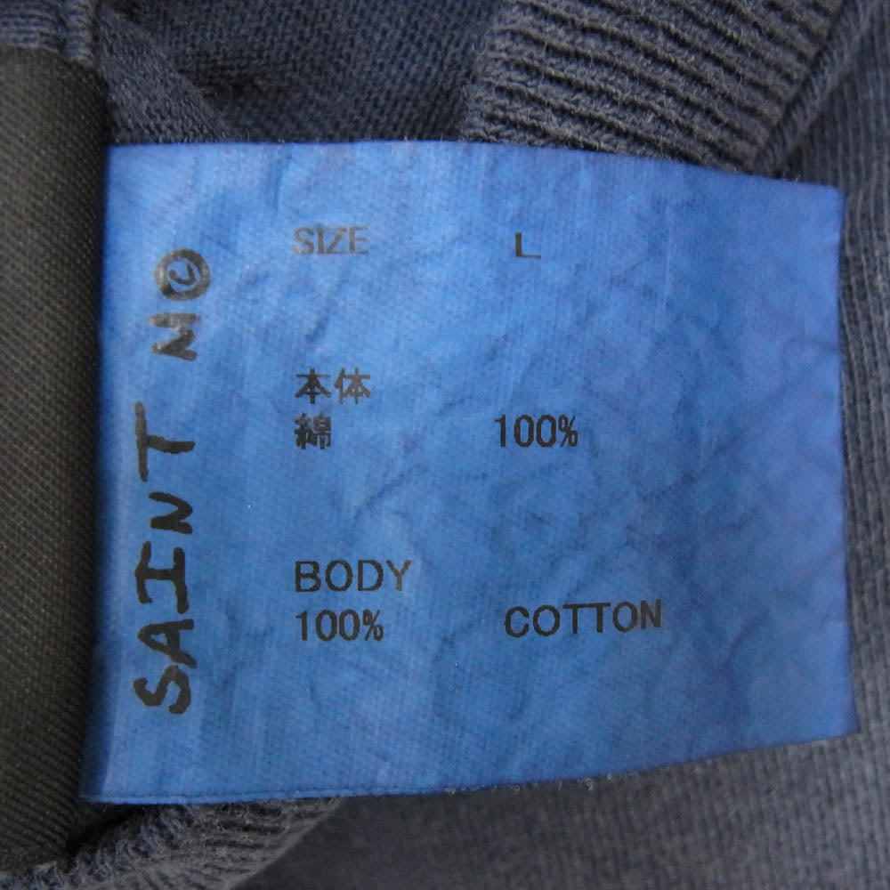 SAINT MICHAEL セントマイケル 24AW SM-YS1-0000-010 SS TEE DEAD SAINT エイジング加工 プリント 半袖 Tシャツ ネイビー系 L【極上美品】【中古】