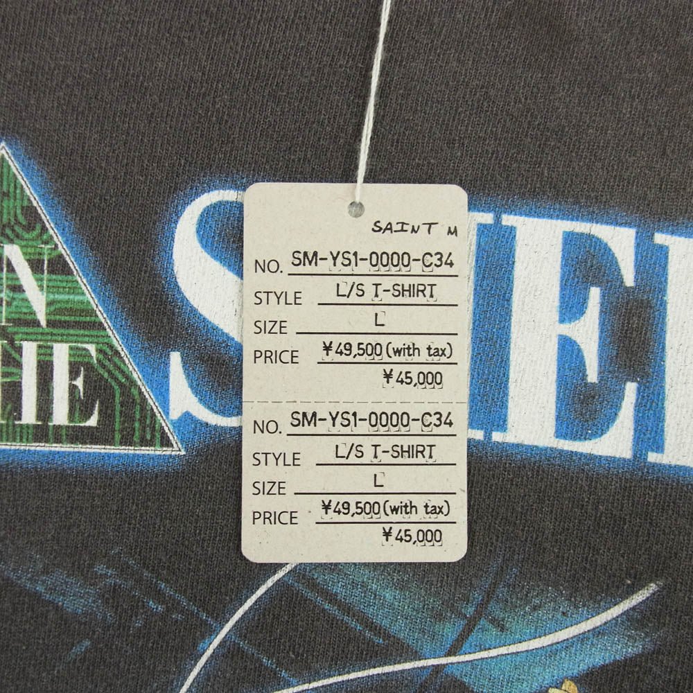SAINT MICHAEL セントマイケル 24AW SM-YS1-0000-C34 攻殻機動隊 GHOST IN THE SHELL LS TEE ILYA GITS プリント エイジング加工 長袖 Tシャツ Lサイズ グレー系 L【極上美品】【中古】