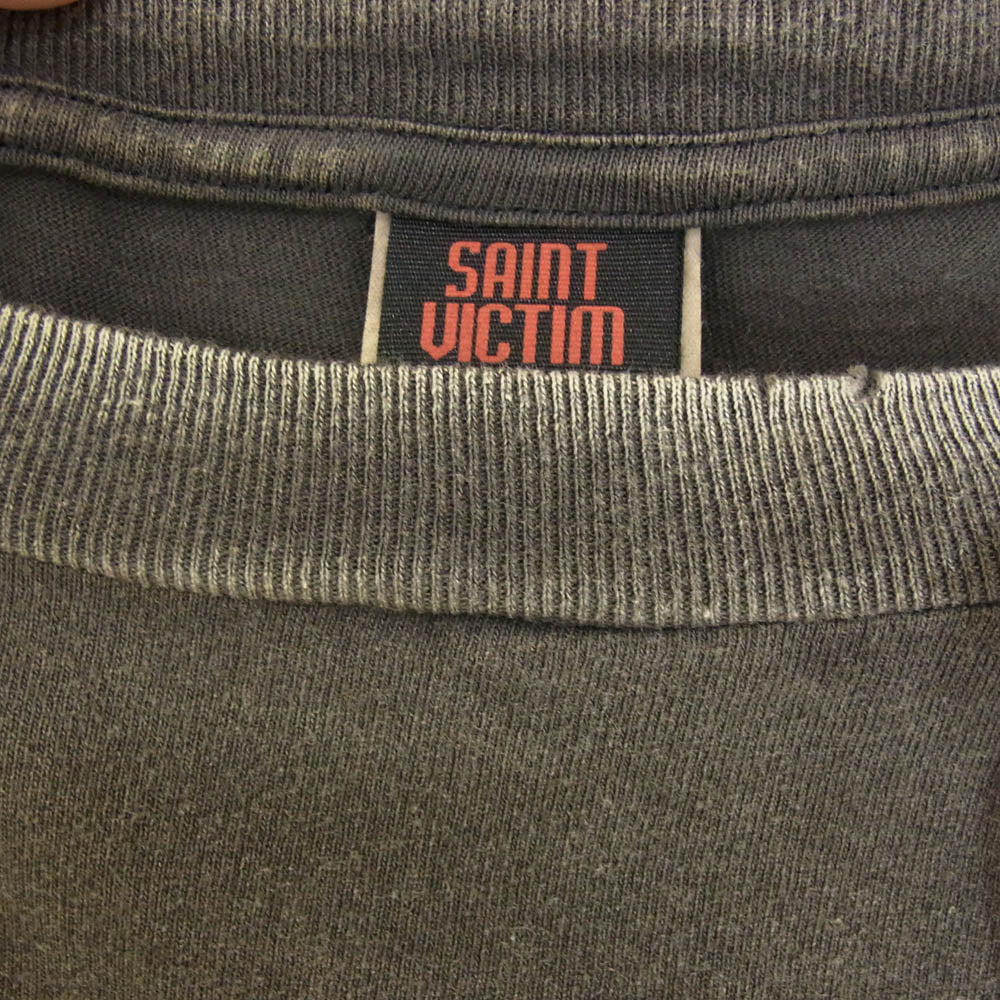 SAINT MICHAEL セントマイケル 24AW SM-YS1-0000-C30 PT_LS TEE PLUTO プルートゥ ダメージ加工 プリント 長袖 Tシャツ グレー系 L【極上美品】【中古】