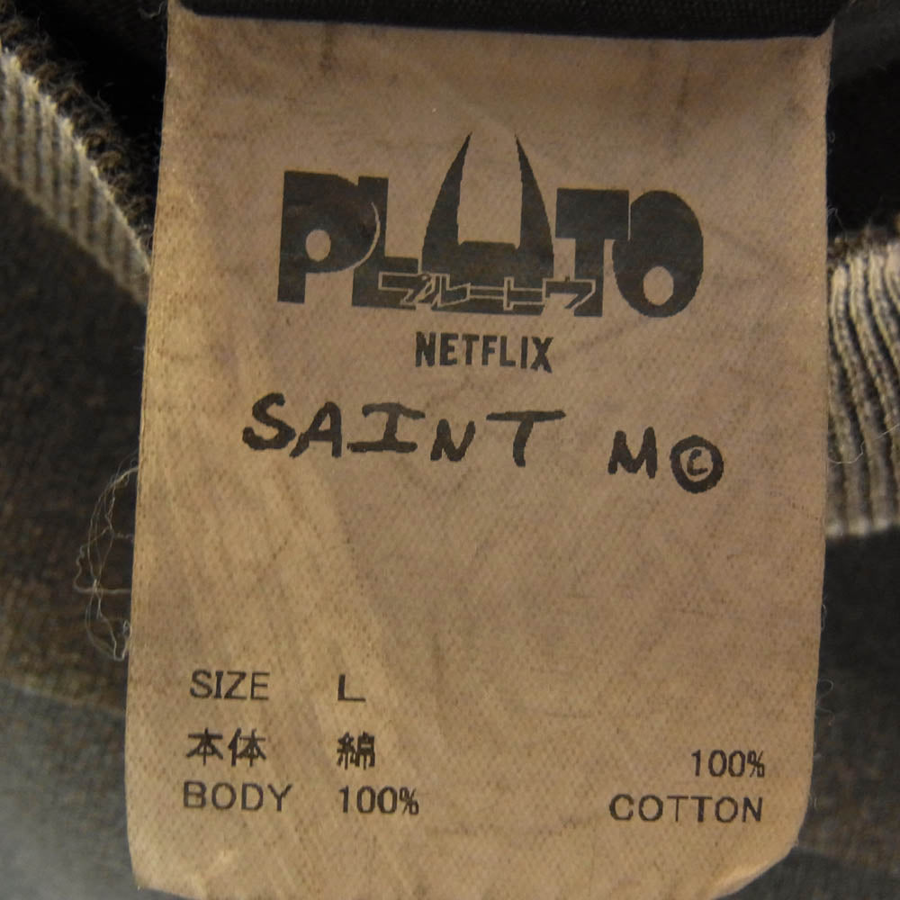 SAINT MICHAEL セントマイケル 24AW SM-YS1-0000-C30 PT_LS TEE PLUTO プルートゥ ダメージ加工 プリント 長袖 Tシャツ グレー系 L【極上美品】【中古】