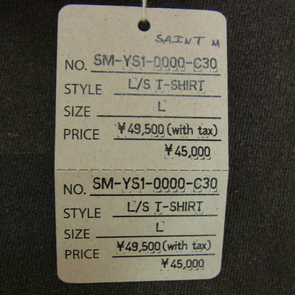SAINT MICHAEL セントマイケル 24AW SM-YS1-0000-C30 PT_LS TEE PLUTO プルートゥ ダメージ加工 プリント 長袖 Tシャツ グレー系 L【極上美品】【中古】