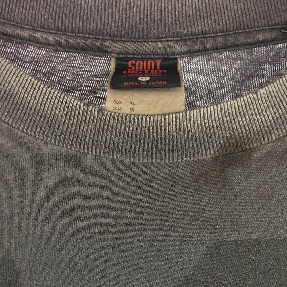 SAINT MICHAEL セントマイケル 24AW SM-YS1-0000-C30 PT_LS TEE PLUTO プルートゥ ダメージ加工 プリント 長袖 Tシャツ XLサイズ グレー系 XL【極上美品】【中古】