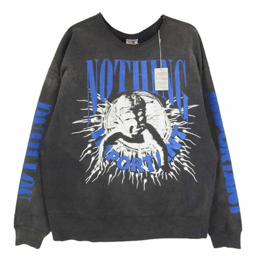 SAINT MICHAEL セントマイケル 24AW SM-YS1-0000-C36 Kosuke Kawamura コウスケ カワムラ 河村康輔 CREW SWEAT NOTHING IMP ヴィンテージ加工 クルーネック スウェット ブラック系 L【中古】