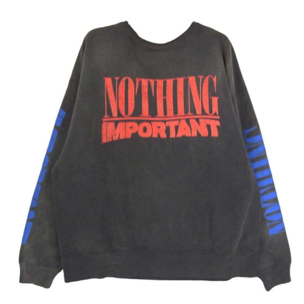SAINT MICHAEL セントマイケル 24AW SM-YS1-0000-C36 Kosuke Kawamura コウスケ カワムラ 河村康輔 CREW SWEAT NOTHING IMP ヴィンテージ加工 クルーネック スウェット ブラック系 L【中古】