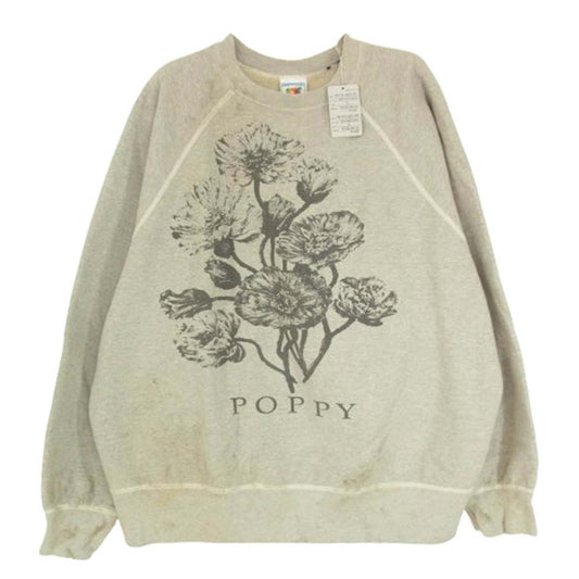 SAINT MICHAEL セントマイケル SM-YS1-0000-032 CREW SWT FLOWER ヴィンテージ加工 フラワー クルーネック スウェット グレー系 XL【極上美品】【中古】