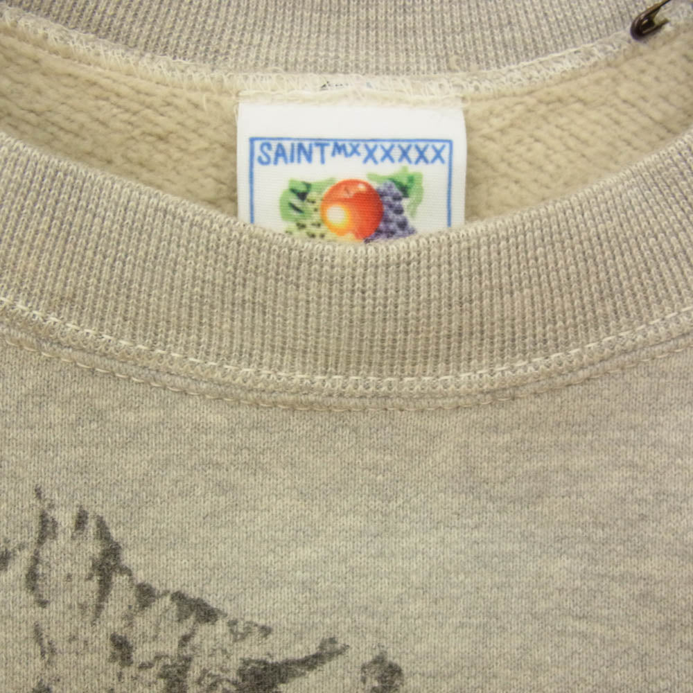 SAINT MICHAEL セントマイケル SM-YS1-0000-032 CREW SWT FLOWER ヴィンテージ加工 フラワー クルーネック スウェット グレー系 XL【極上美品】【中古】
