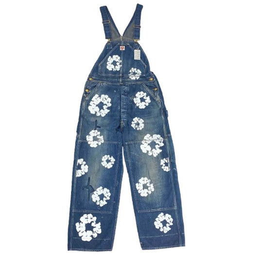 SAINT MICHAEL セントマイケル 24AW SM-YS1-0000-C52 DENIM TEARS DT_OVER ALL WREATH 綿花 デニム オーバーオール インディゴブルー系 S【極上美品】【中古】