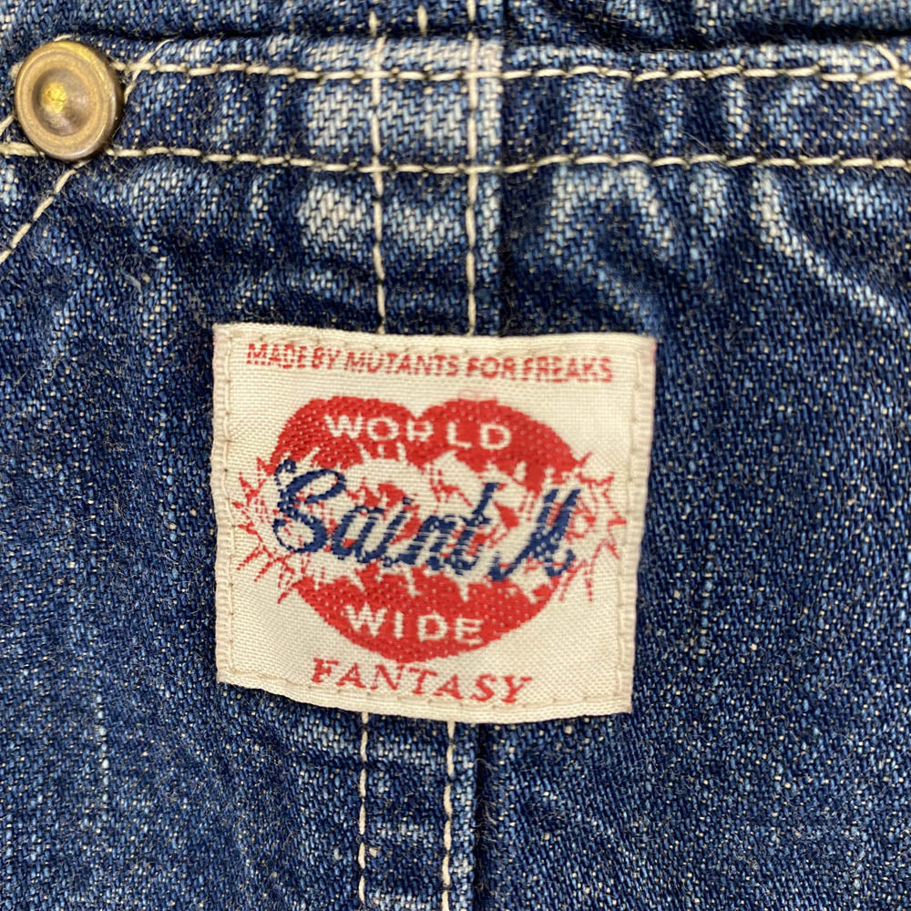 SAINT MICHAEL セントマイケル 24AW SM-YS1-0000-C52 DENIM TEARS DT_OVER ALL WREATH 綿花 デニム オーバーオール インディゴブルー系 S【極上美品】【中古】