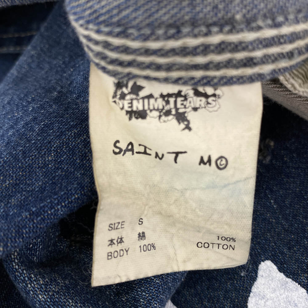 SAINT MICHAEL セントマイケル 24AW SM-YS1-0000-C52 DENIM TEARS DT_OVER ALL WREATH 綿花 デニム オーバーオール インディゴブルー系 S【極上美品】【中古】