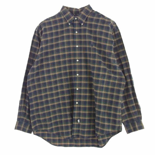 POLO RALPH LAUREN ポロ・ラルフローレン 刺繍 ボタンダウン 長袖 チェック シャツ グリーン系 XL【中古】