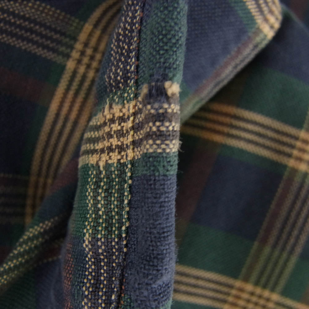 POLO RALPH LAUREN ポロ・ラルフローレン 刺繍 ボタンダウン 長袖 チェック シャツ グリーン系 XL【中古】