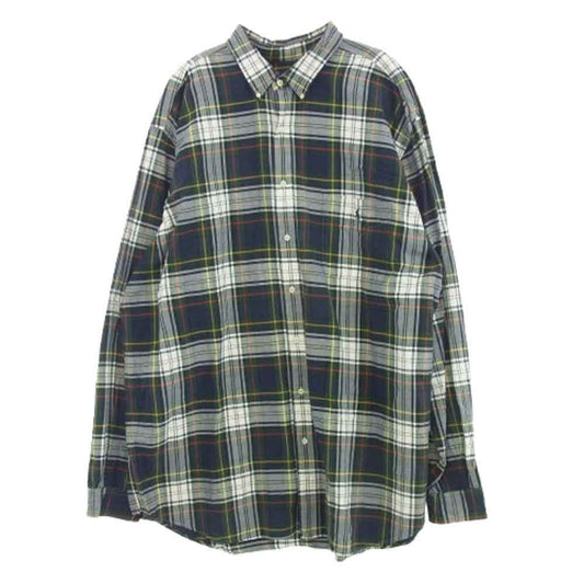 POLO RALPH LAUREN ポロ・ラルフローレン 刺繍 ボタンダウン 長袖 チェック シャツ グリーン系 3XLT【中古】