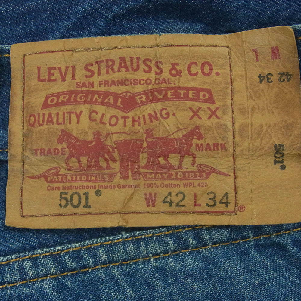 Levi's リーバイス WPL-423 501 ストレート デニム パンツ インディゴブルー系 W42 L34【中古】