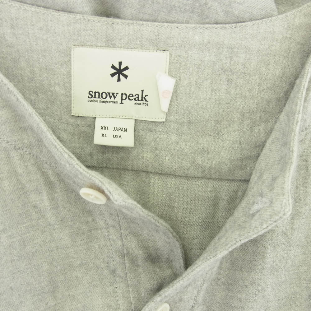 snowpeak スノーピーク SH-18AU005 バンドカラー 長袖 シャツ グレー系 XXL【中古】