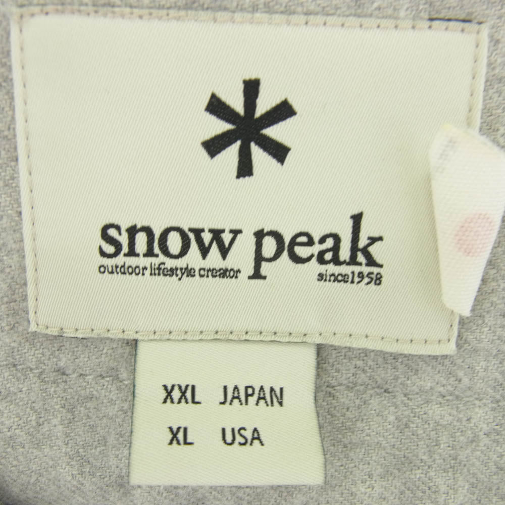 snowpeak スノーピーク SH-18AU005 バンドカラー 長袖 シャツ グレー系 XXL【中古】