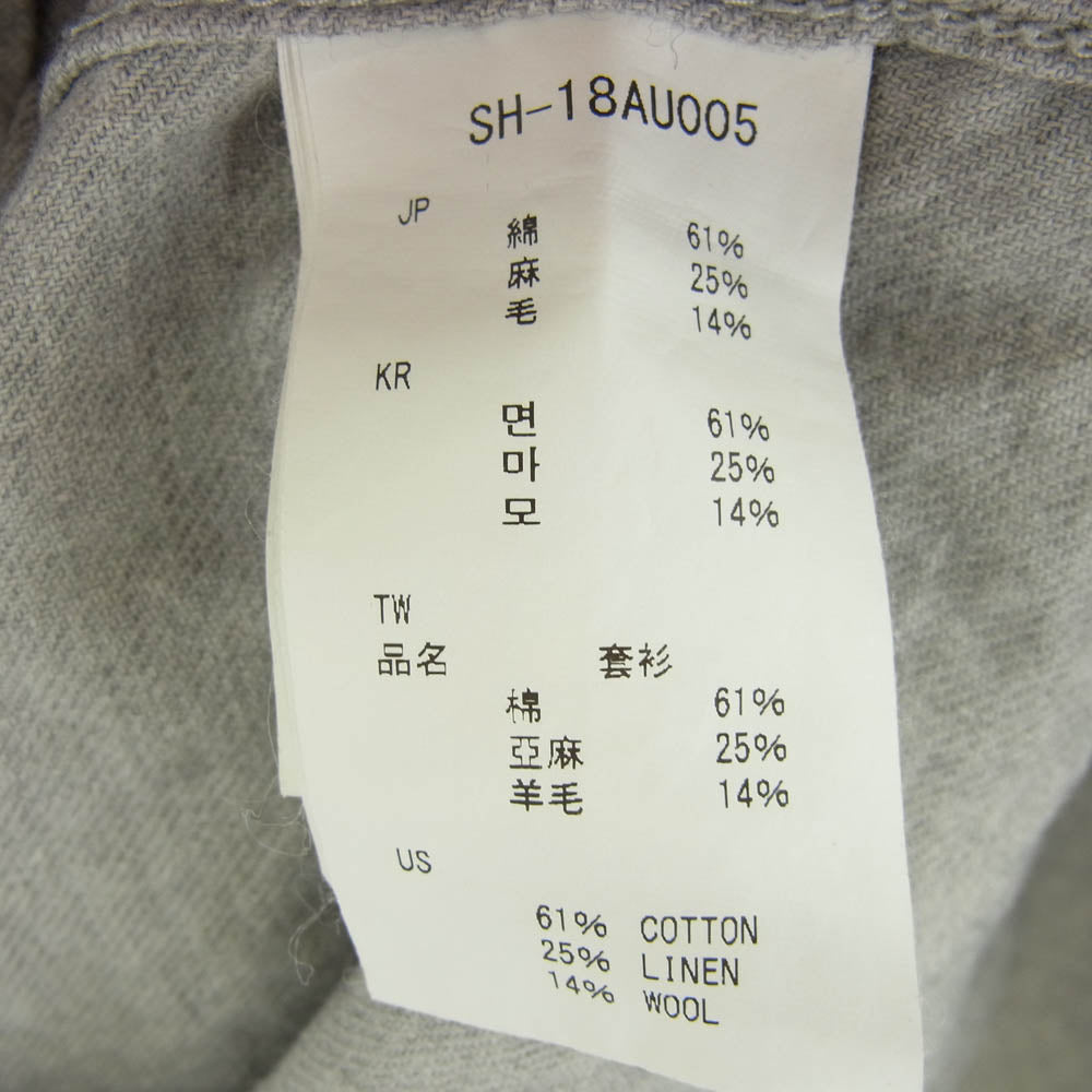 snowpeak スノーピーク SH-18AU005 バンドカラー 長袖 シャツ グレー系 XXL【中古】