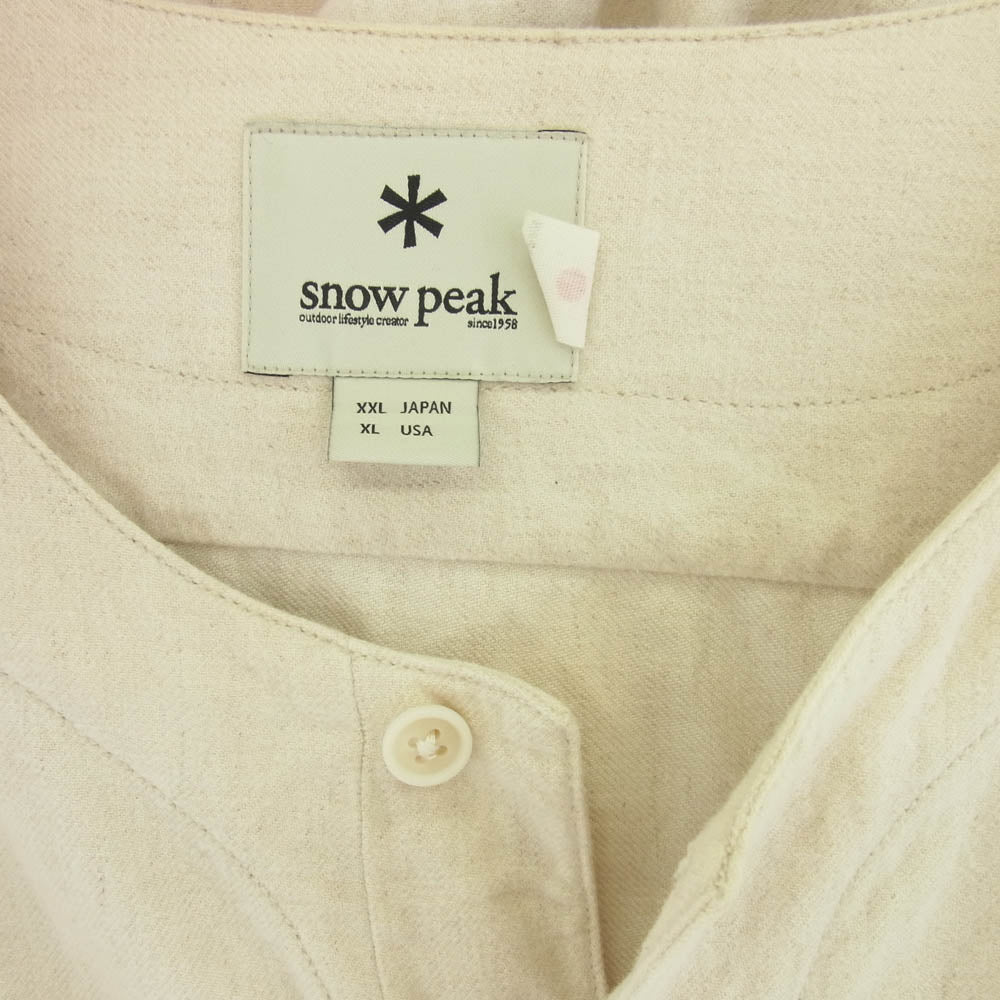 snowpeak スノーピーク SH-18AU005 バンドカラー 長袖 シャツ オフホワイト系 XXL【中古】
