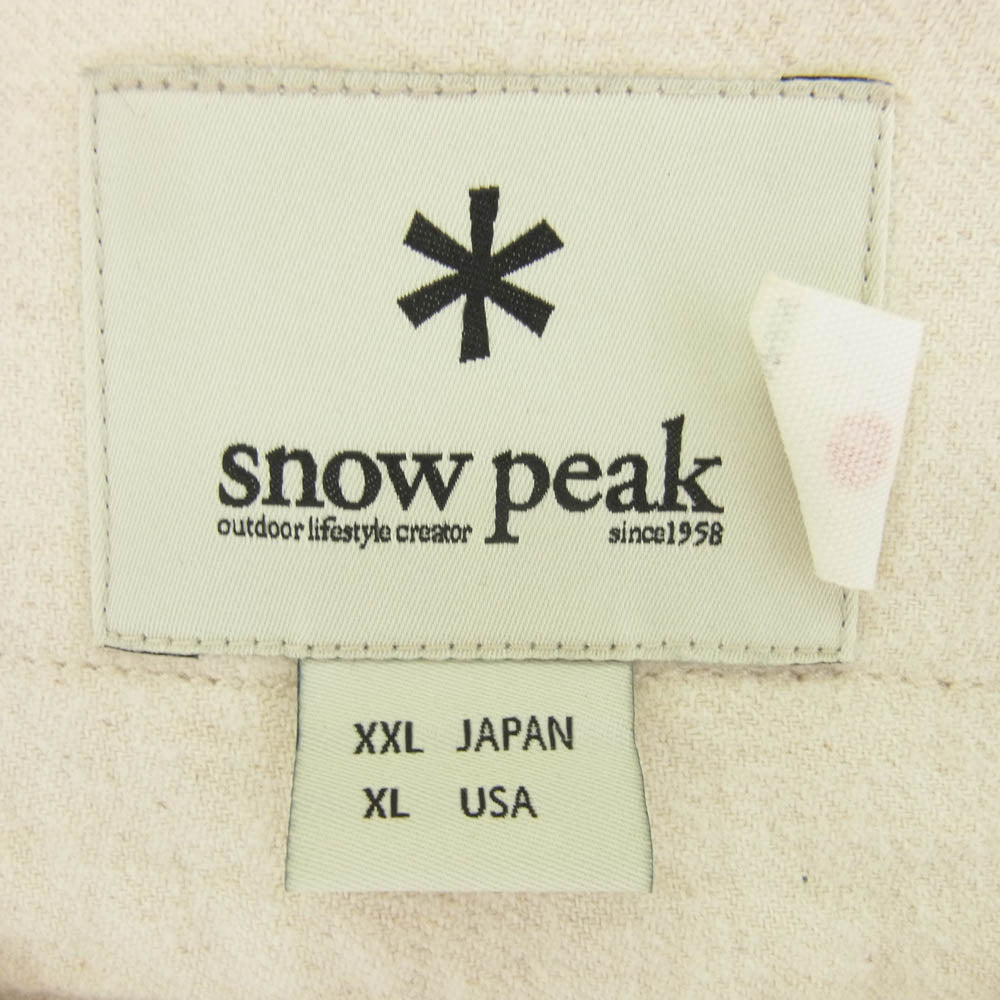 snowpeak スノーピーク SH-18AU005 バンドカラー 長袖 シャツ オフホワイト系 XXL【中古】