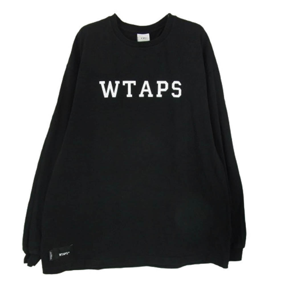WTAPS ダブルタップス COLLEGE COTTON カレッジ コットン ロングスリーブ ロンT ブラック系 X02【中古】