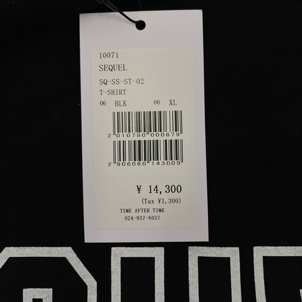 SEQUEL シークエル 23SS SQ-23SS-ST-02 T-SHIRT プリント Tシャツ BLACK ブラック系 XL【新古品】【未使用】【中古】