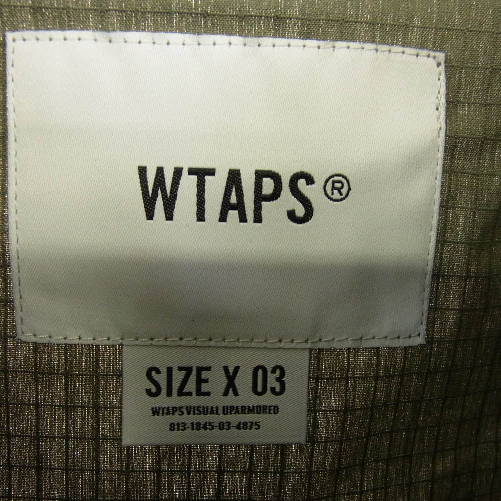WTAPS ダブルタップス 21SS 211GWDT-SHM04 SMOCK/SS/COPO.RIPSTOP.COOLMAX スモック プルオーバー シャツ OLIVE カーキ系 03【新古品】【未使用】【中古】