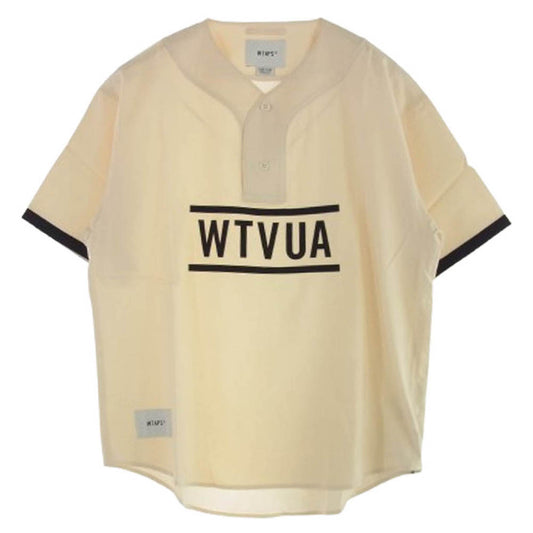 WTAPS ダブルタップス 23SS 231TQDT-SHM03 LEAGUE/SS/COTTON.TWILL.WTVUA リーグ ショート スリーブ ベースボール 半袖 シャツ ベージュ系 02【極上美品】【中古】
