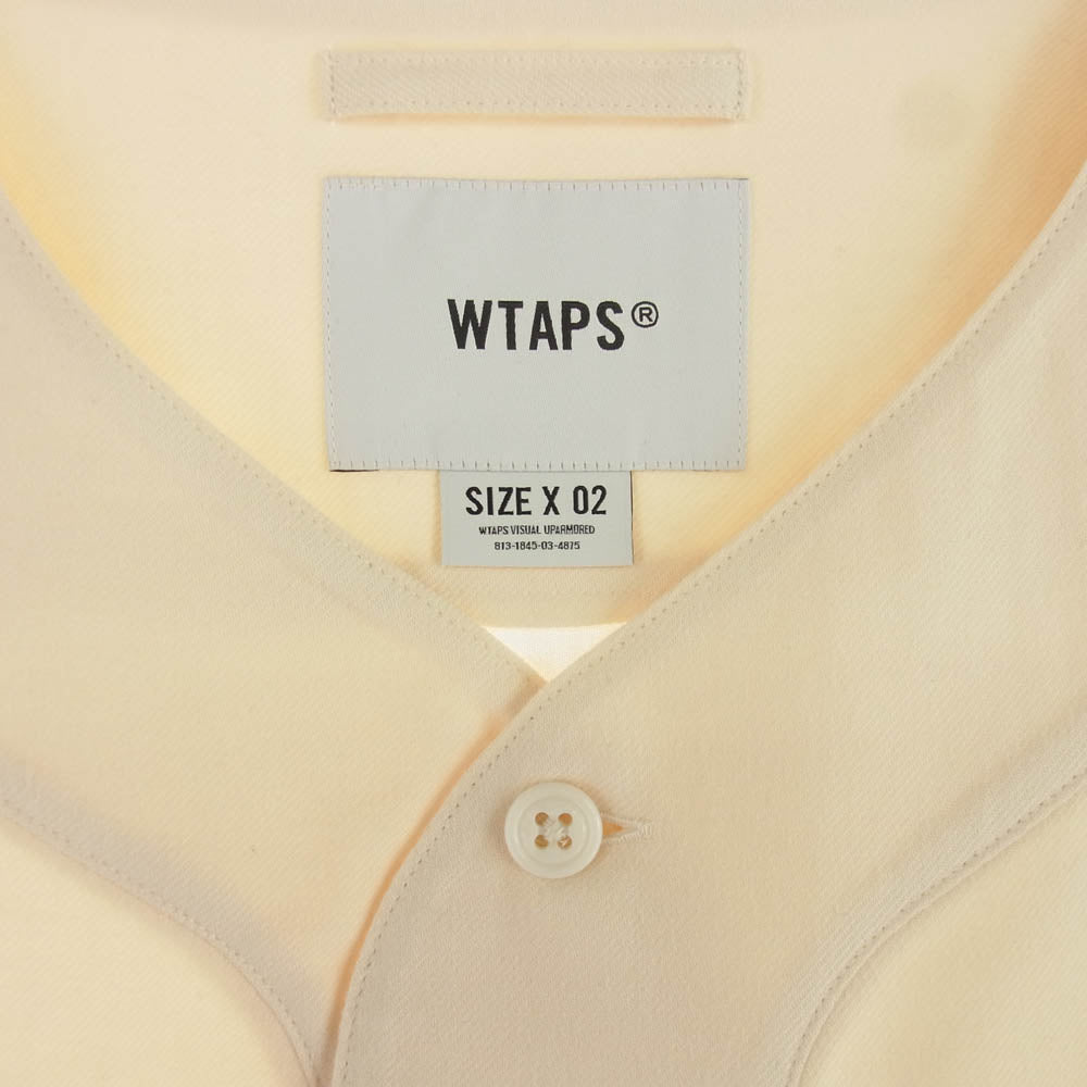 WTAPS ダブルタップス 23SS 231TQDT-SHM03 LEAGUE/SS/COTTON.TWILL.WTVUA リーグ ショート スリーブ ベースボール 半袖 シャツ ベージュ系 02【極上美品】【中古】