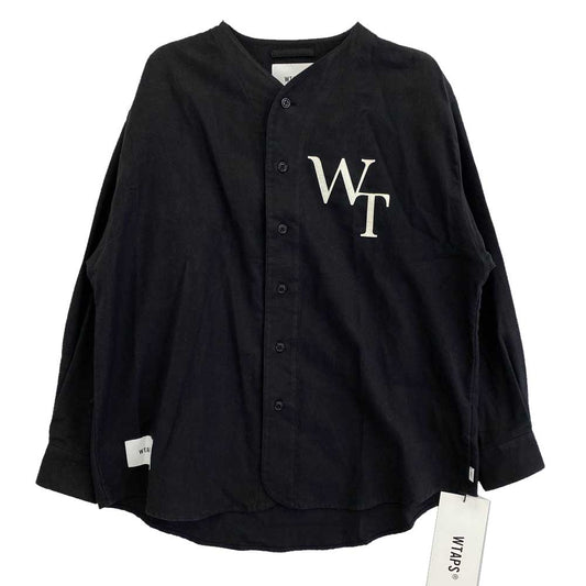 WTAPS ダブルタップス 22AW 222TQDT-SHM05 League Cotton Twill League Black リーグ コットン ツイル リーグ ベースボール 長袖 シャツ ブラック系 X 02【美品】【中古】