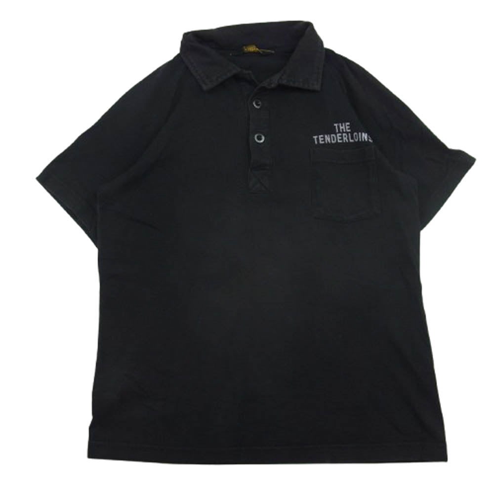 TENDERLOIN テンダーロイン フロント ロゴ 半袖 ポロ シャツ ブラック系 XS【中古】