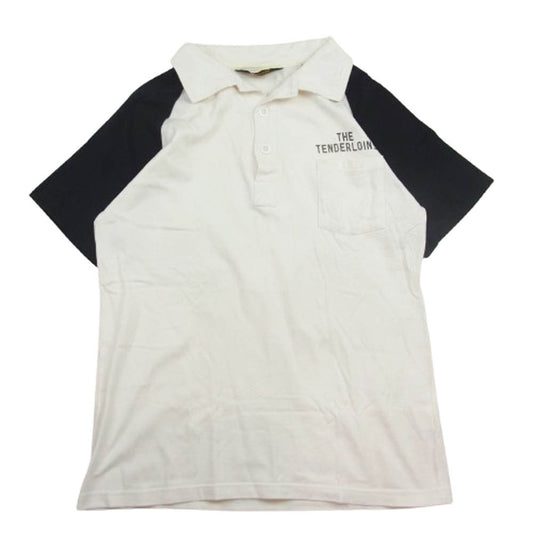 TENDERLOIN テンダーロイン フロント ロゴ 半袖 ポロ シャツ ツートンカラー ブラック系 ホワイト系 XS【中古】