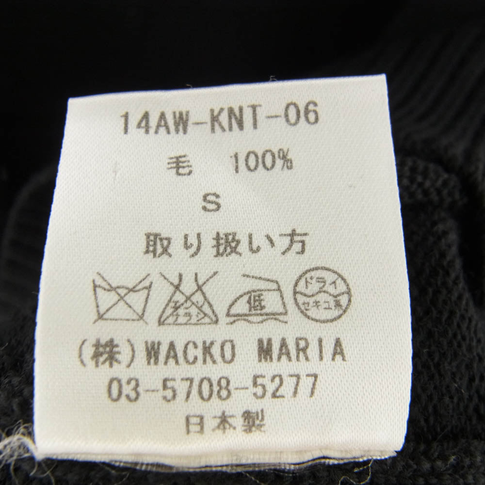 WACKO MARIA ワコマリア 14AW-KNT-06 エンブロイダリ― 刺繍 ロゴ ウール ニット セーター ブラック系 S【中古】
