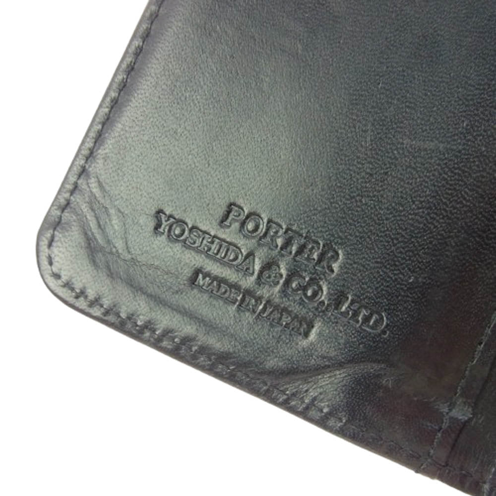 WACKO MARIA ワコマリア WMGP-WL03 × PORTER ポーター STEER HIDE WALLET TYPE3 ステアハイド 三つ折り財布 牛革 ブラック系【中古】