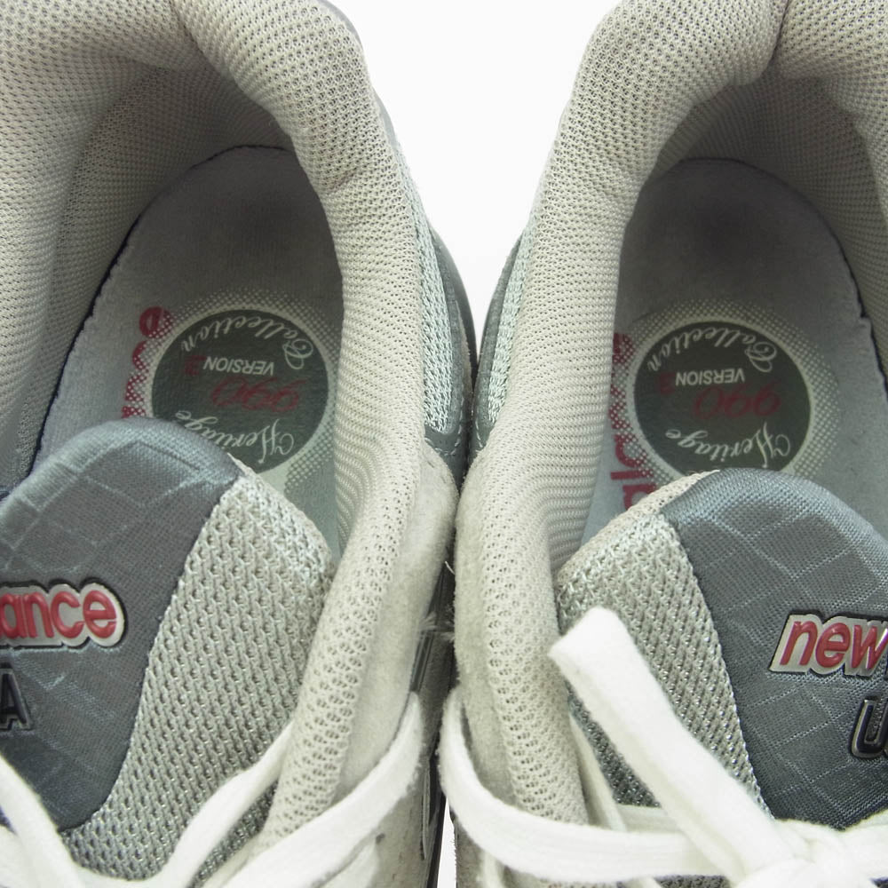 NEW BALANCE ニューバランス M990GY3 USA製 990V3 Gray スエード メッシュ ローカット スニーカー グレー系 28cm【中古】