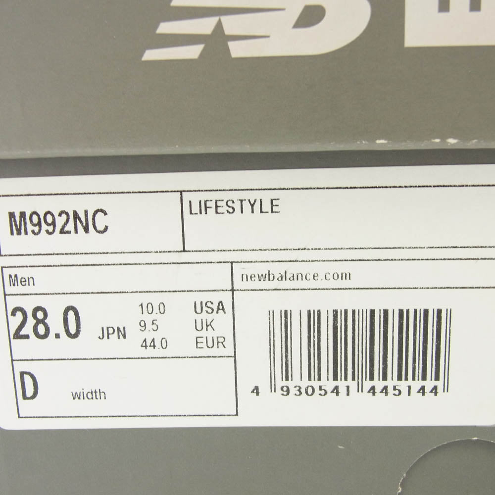 NEW BALANCE ニューバランス M992NC USA製 992 White スエード メッシュ ローカット スニーカー ホワイト系 28cm【中古】