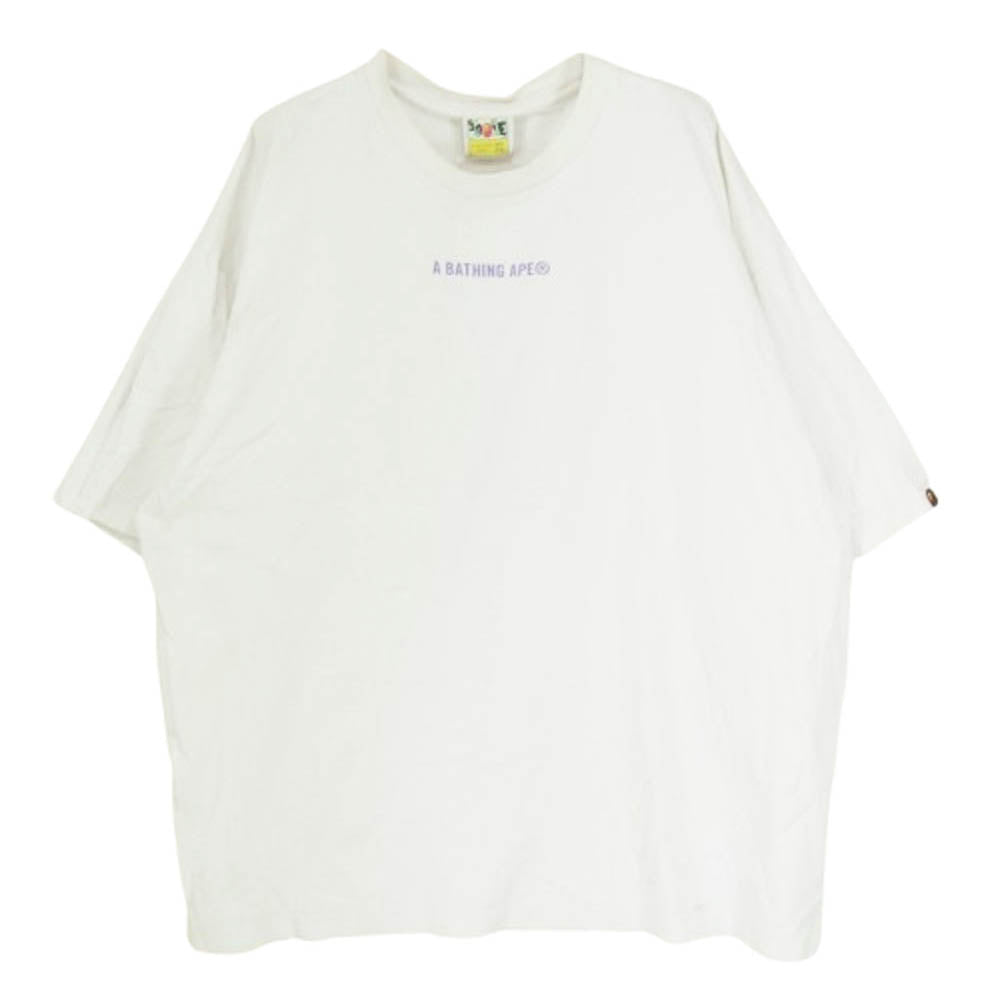 A BATHING APE アベイシングエイプ 001TEG801082X ロゴプリント レオパード エイプヘッド 半袖 Tシャツ ホワイト系 2XL【中古】